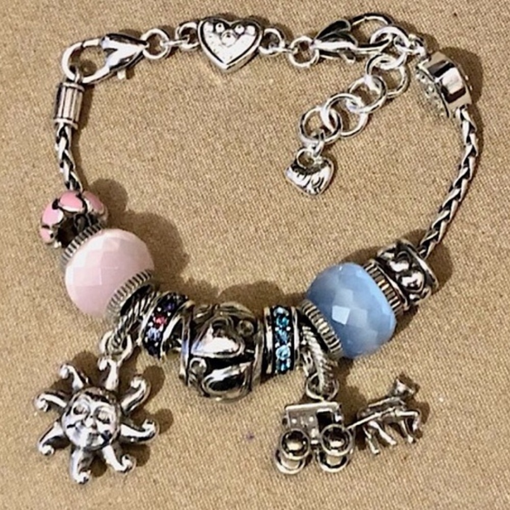 Two 🆕 Brighton Crystal Voyage spacers Thin beads 2 tones Blue crystals Retired - Picture 5 of 8